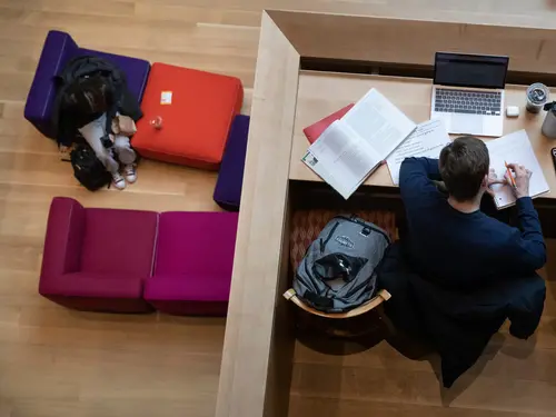 Student studying at a desk