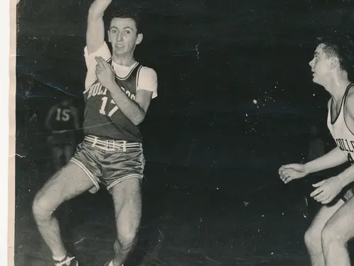 Bob Cousy as a student playing basketball