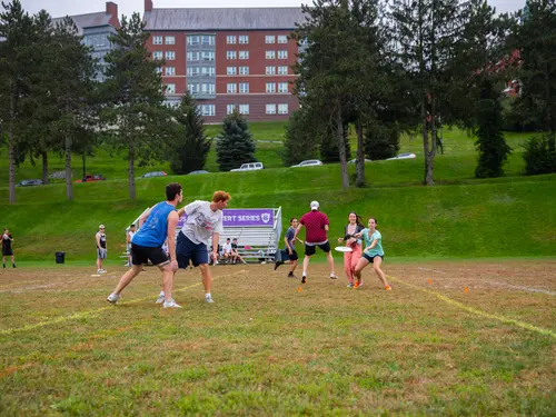 Ultimate frisbee match, a club sport at Holy Cross