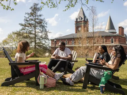 Students on campus at Holy Cross