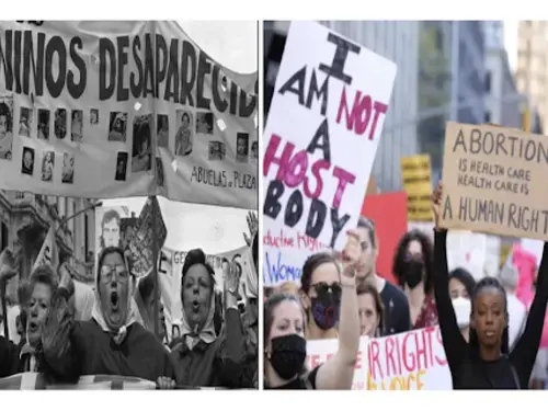 People holding protest signs
