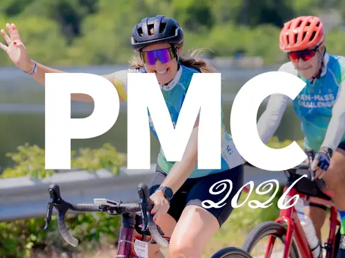 Pan-Mass Challenge riders waving at the camera