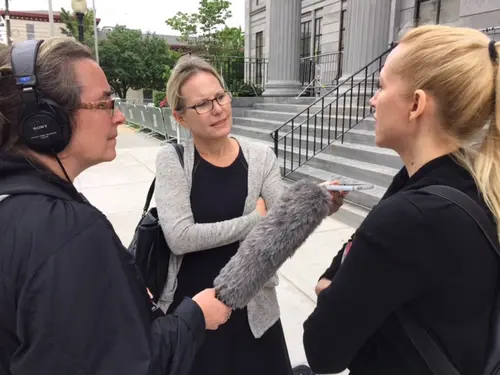 Maryclaire Dale interviewing a subject