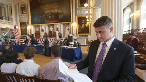 Student interning at Boston's City Hall. 