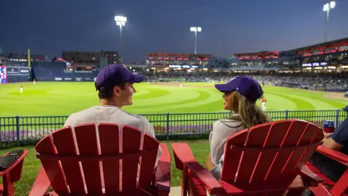 Holy Cross students at a Worcester Red Sox game