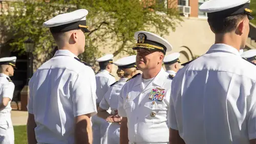Midshipmen with commander