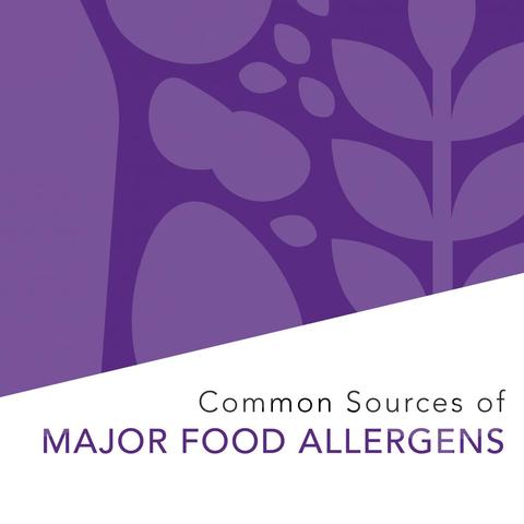 allergy booklet cover featuring the words "Common Sources of Major Food Allergens"