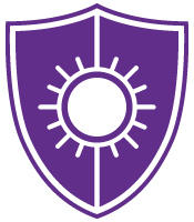 standard image placeholder purple shield with a white sun like structure in the middle