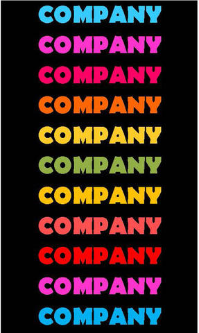 Logo for the musical "Company" - the word company in several colors.