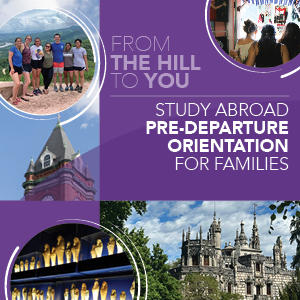 Study Abroad Pre-departure Orientation for Families title with images of abroad locations
