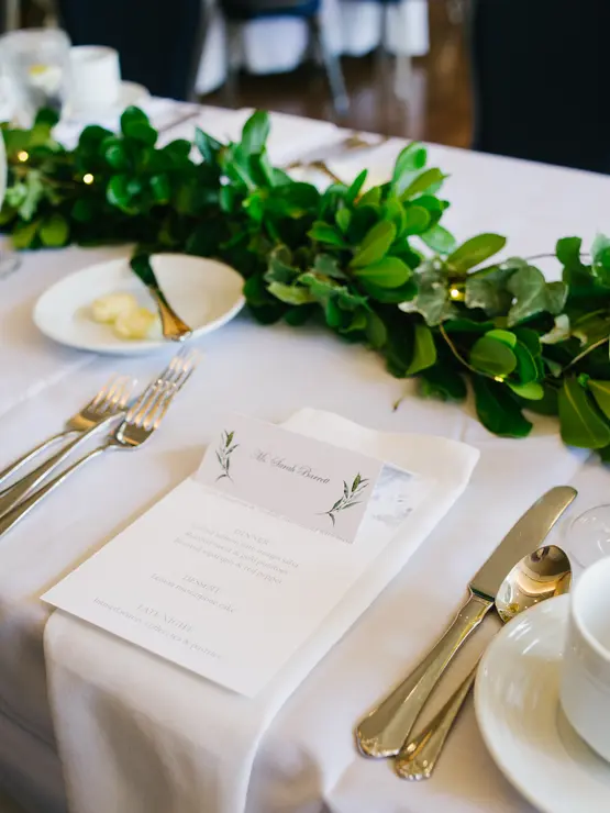 A table setting during a wedding at Holy Cross