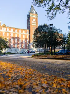 A fall landscape on the Holy Cross campus