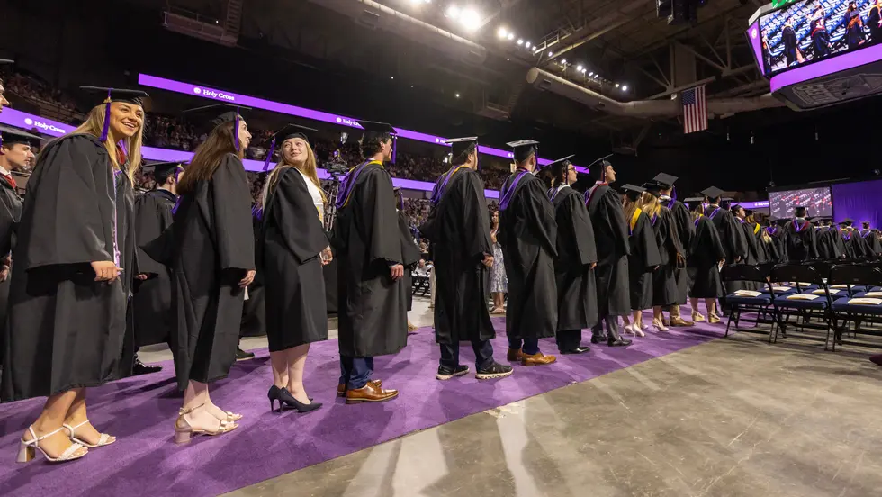 Students in line at Holy Cross commencement 2026