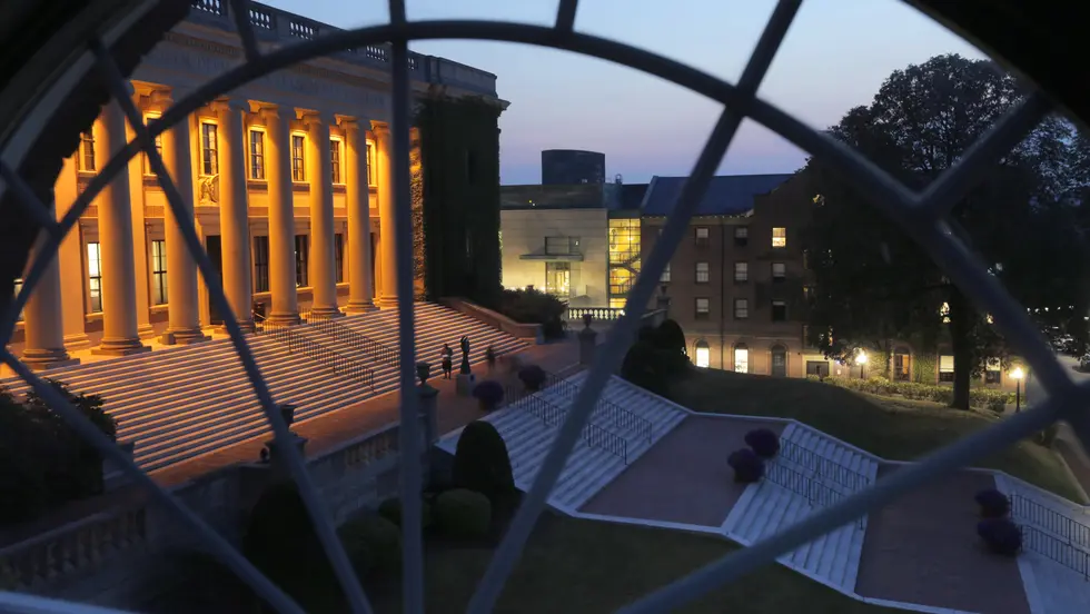 Campus through a window