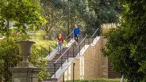 Students on campus at the College of the Holy Cross on Wednesday, October 9, 2024.