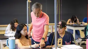 Professor Tomohiko Narita teaches an Introduction to Physics class in Haberlin Hall on Tuesday, September 17, 2024 at the College of the Holy Cross. (Photo by Michael Ivins/Holy Cross)