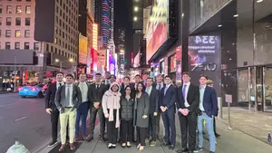 Students pose for a photo in New York City