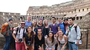 Professor and Chair of the Department of Visual Arts at Holy Cross David Karmon leads students during a Maymester in Venice, Italy between May 20th and 30th, 2025. 