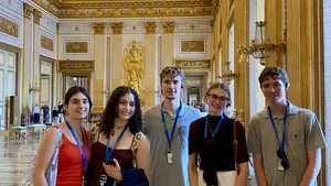 Students studying abroad in Italy on a trip to a museum