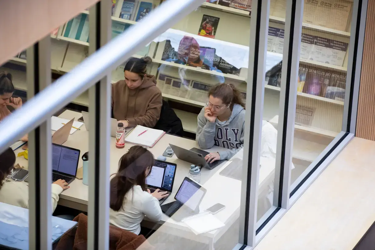 Students studying in the library