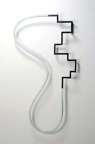 Samedifference, 2011 by Michael Beatty, welded steel and wood with milk paint.
